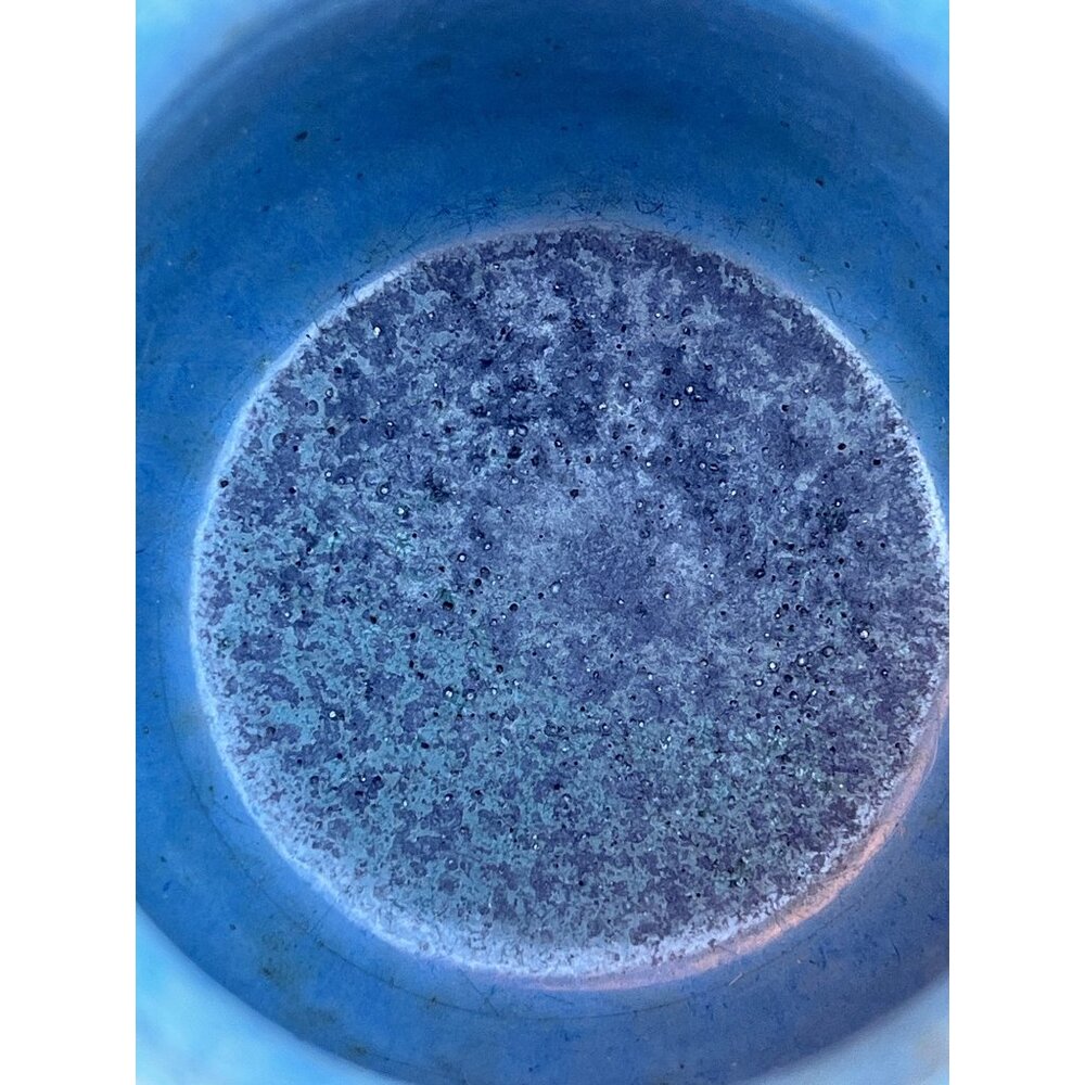 Signed Ceramic Mug Handmade Blue Glaze Stamped Front Detail 6x5x4.5 Coffee Tea - Picture 6 of 8